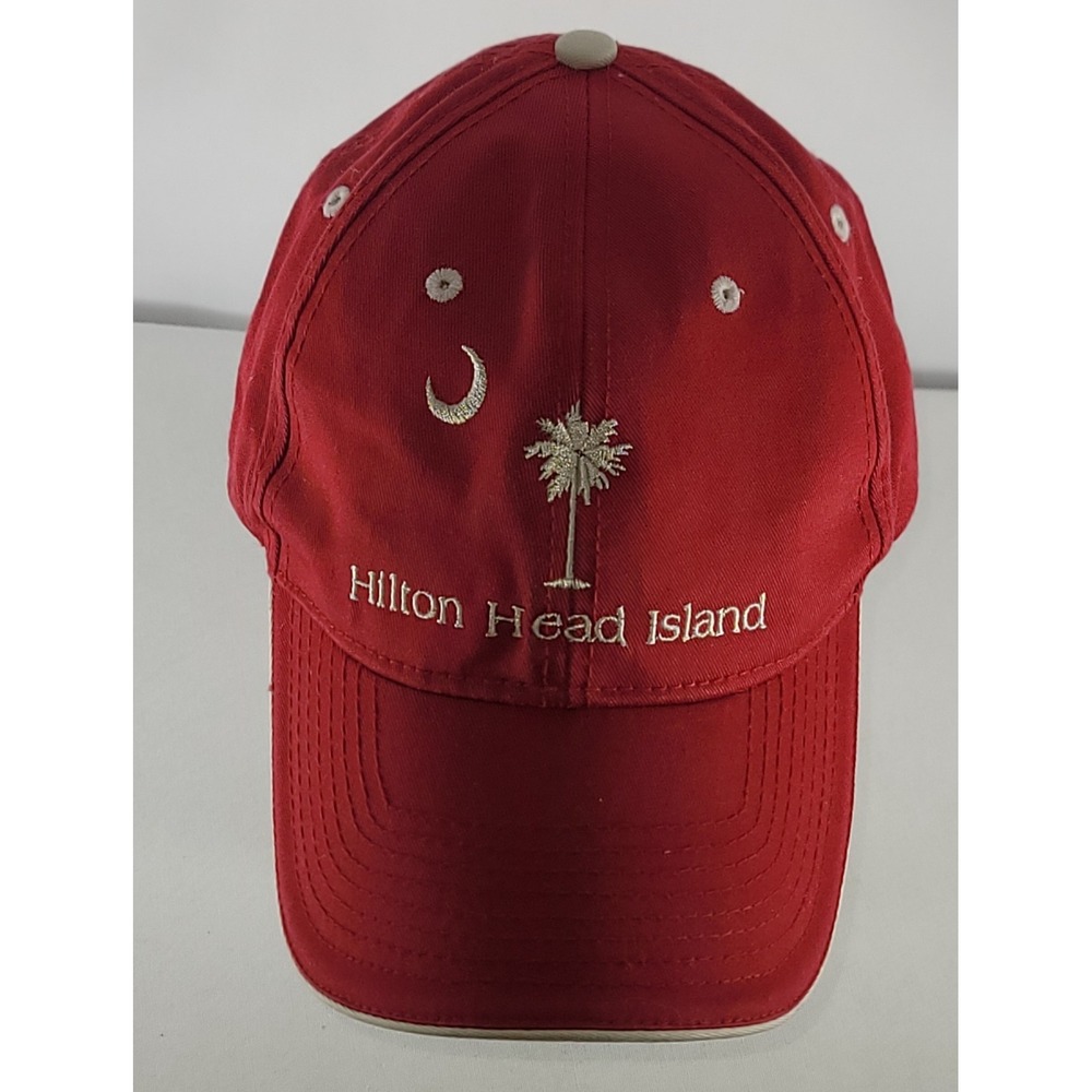 Hilton Head Island Hook And Loop Strapback Hat Red One Size Fits All Preowned